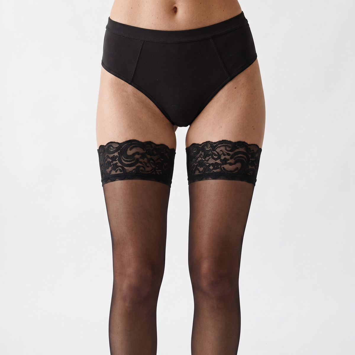 Ultra-Thin Sheer Long Tube Stockings - Black