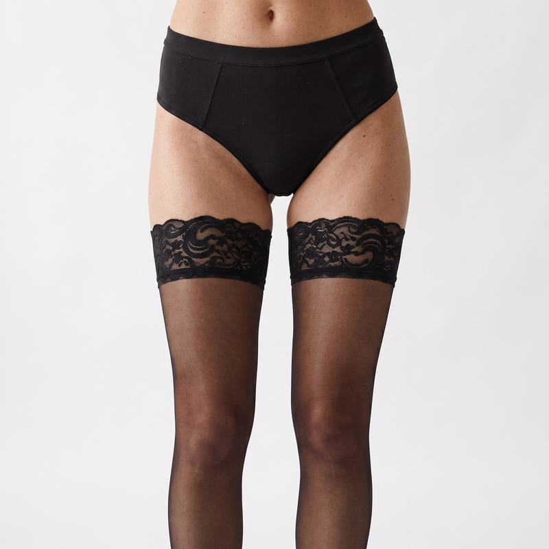 Ultra-Thin Sheer Long Tube Stockings - Black