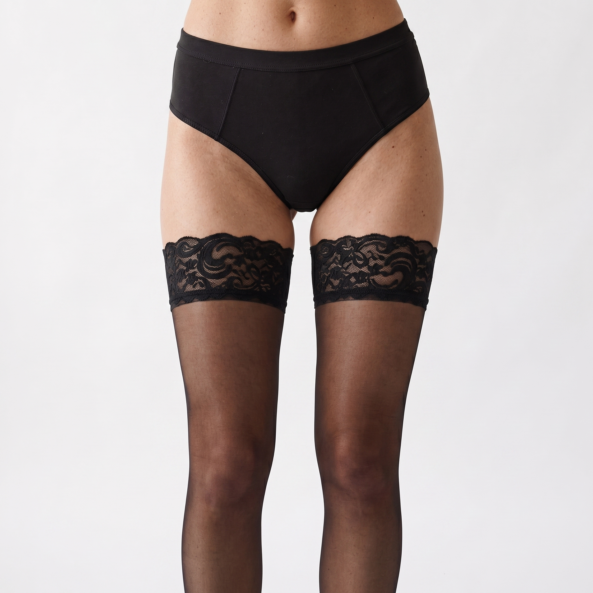 Ultra-Thin Sheer Long Tube Stockings - Black