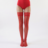 Ultra-Thin Sheer Long Tube Stockings - Red