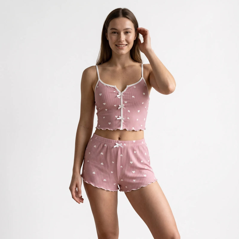 Blush Crush — Heart Print Pajama Set